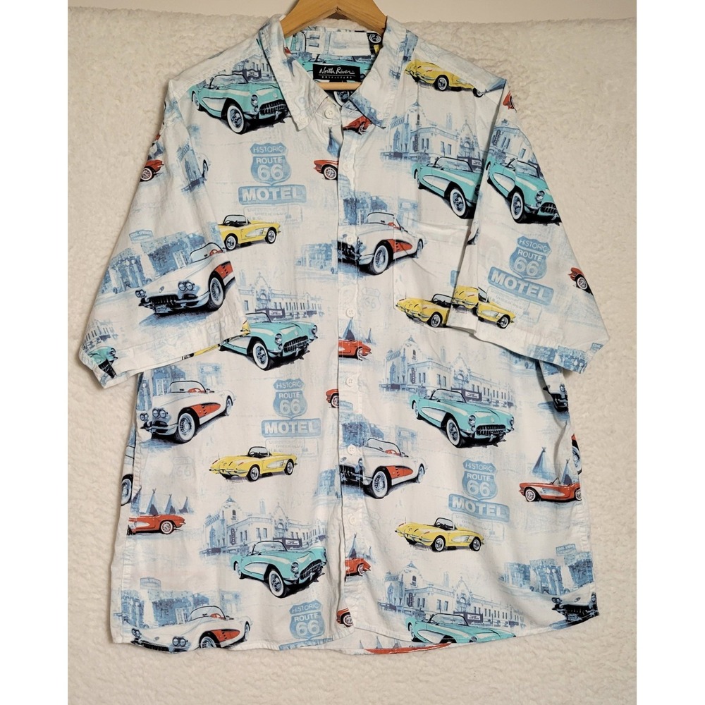 North River Outfitters Shirt Size 2XL XXL‎ Classic Cars Button Men's 0720